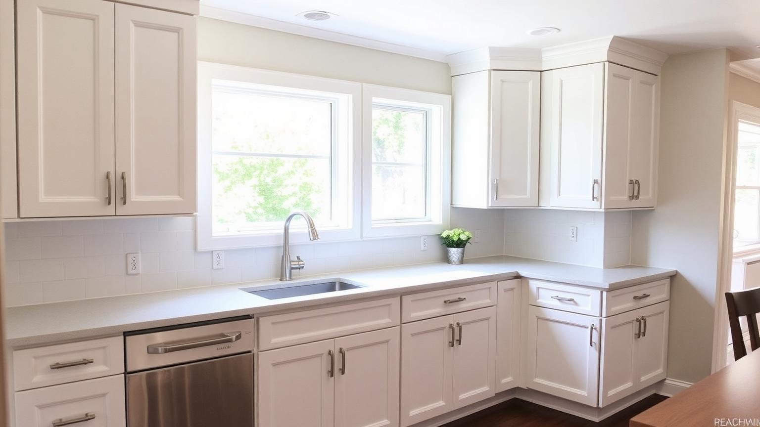 Freshly refinished kitchen cabinets in a Kirkland WA home